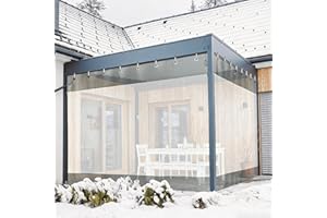 HIYOUGO Outdoor Clear Panel Curtain, Clear Tarp Panel, Vinyl Patio Enclosure, Heavy Duty Waterproof Transparent with Grommets for Patio, Pergola, Porch, Gazebos (Grey, 4.5 × 2.5m)