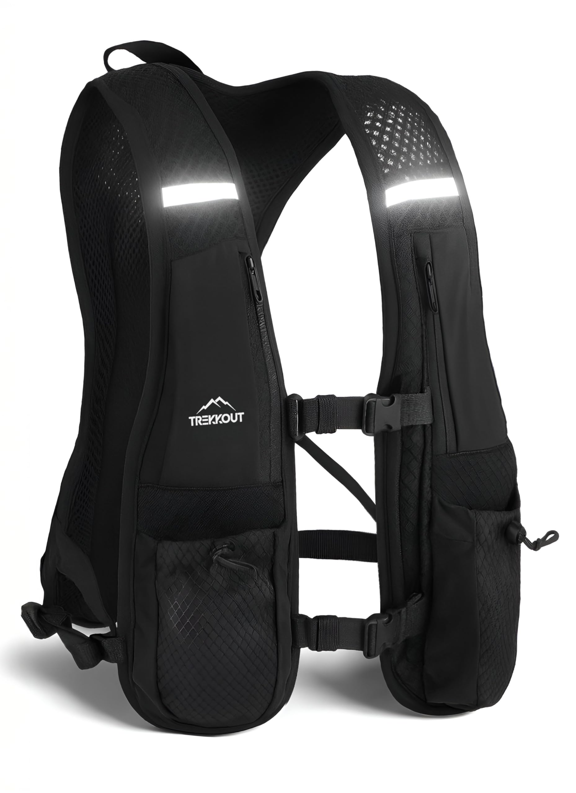 TREKKOUT Running Vest | Adjustable Lightweight Hydration Vest with 5L Water Backpack for Men and Women | Breathable Mesh, Reflective Strips, Multiple Pockets | Trail Running, Marathon, Hiking, Cycling