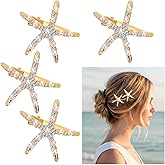 4Pcs Starfish Hair Clip Mermaid Hair Clips Seashell Hairclips Rhinestone Pearls Mermaid Accessories Barrettes Ponytail Holder Beach Wedding Headpiece for Women Girls