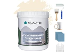 Jungarian Furniture Paint Kit 32oz with Tools - Water-based & Low Odor All-in-One No Sanding - Matte Finish Indoor Outdoor Wood Paint for Cabinets, Doors, Tables and Dressers - Cream
