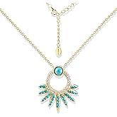 TEBIHOYO 925 sterling silver dainty 14K gold plated necklaces for women teen trendy fine jewelry,simple fashion unique synthetic turquoise circle necklace for women
