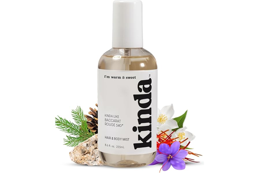 PB ParfumsBelcam KINDA I’m Warm & Sweet Hair & Body Mist – Our Version of Baccarat Rouge 540 – Woody Floral Scent with Jasmine, Saffron, Cedarwood & Amber, Christmas Gifts for Women, 8.6 fl.oz