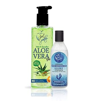 Just Peachy Unisex Kiwi & Cucumber Aloe Vera Multipurpose Gel for Acne, Scars (250 ml) with Just Peachy Hand Rub (100 mL)