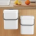LALASTAR Compost Bin Indoor Kitchen Sealed, Hanging Small Trash Can with Lid Under Sink for Kitchen, Food Waste Bin for Countertop, Mountable Garbage Can for Bathroom, RV, 5L/1.3 Gal, White
