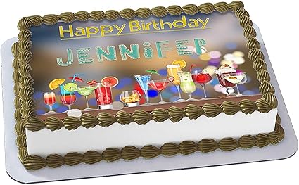 Amazon Com Cocktail Drinks Edible Cake Image Topper Personalized