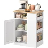 HOOBRO Buffet Cabinet, Sideboard with Storage, 3-Tier Coffee Bar Cabinet | Farmhouse Sideboard with Adjustable Shelf, Coffee Bar Station with Shelves, Kitchen Storage Cabinet, Kitchen Island Table