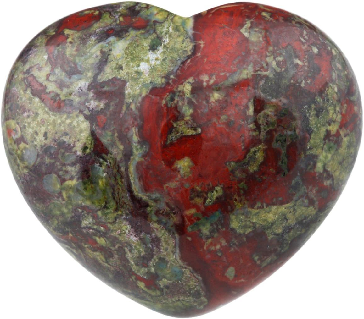 Shanxing Natural Dragon Blood Jasper Crystal Puff Heart Worry Healing Stone Palm Chakra Reiki 1.7" - Image 3