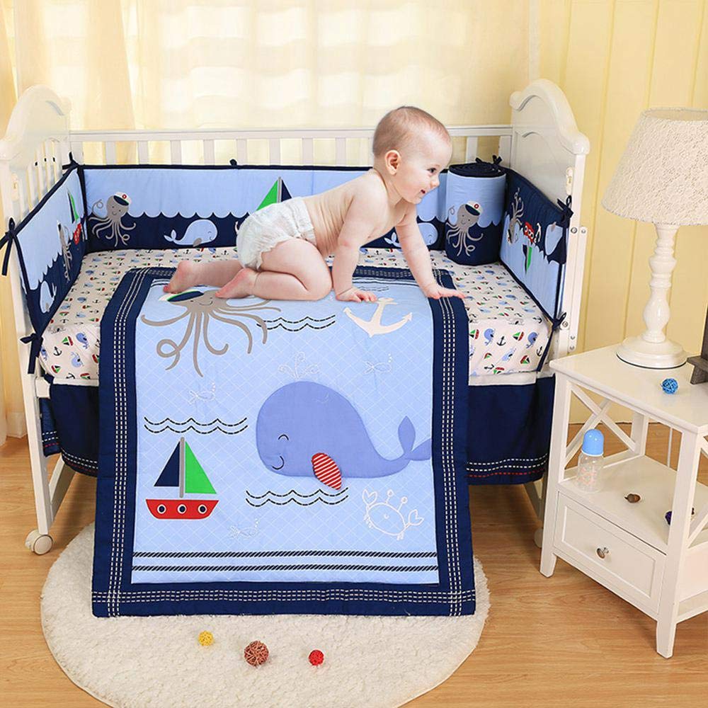 Gonna Per Culla Con Pompon - Volant Antipolvere Lavabile | Stampa Carina Per Ragazze E Ragazzi | In Microfibra