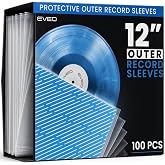 EVEO 100x Vinyl Record Sleeves Outer &ndash; Crystal Clear Outer Vinyl Sleeves LP Album Covers 12.75"x12.75" | Perfect Fit Protective 3 Mil Protection for Single &amp; Double LPs - Archival Standard