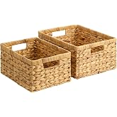 StorageWorks Wicker Storage Baskets for Shelves, Hyacinth Baskets, 2-Pack | Wicker Baskets for Organizing, Decorative Organizers with Handles, Wicker Baskets for Storage, Woven Baskets for Storage