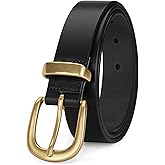 wolksprong Womens Belts for Jeans 1.1" Width Ladies Belts for Dresses Full Grain Leather Gold Buckle Belt Gift Box
