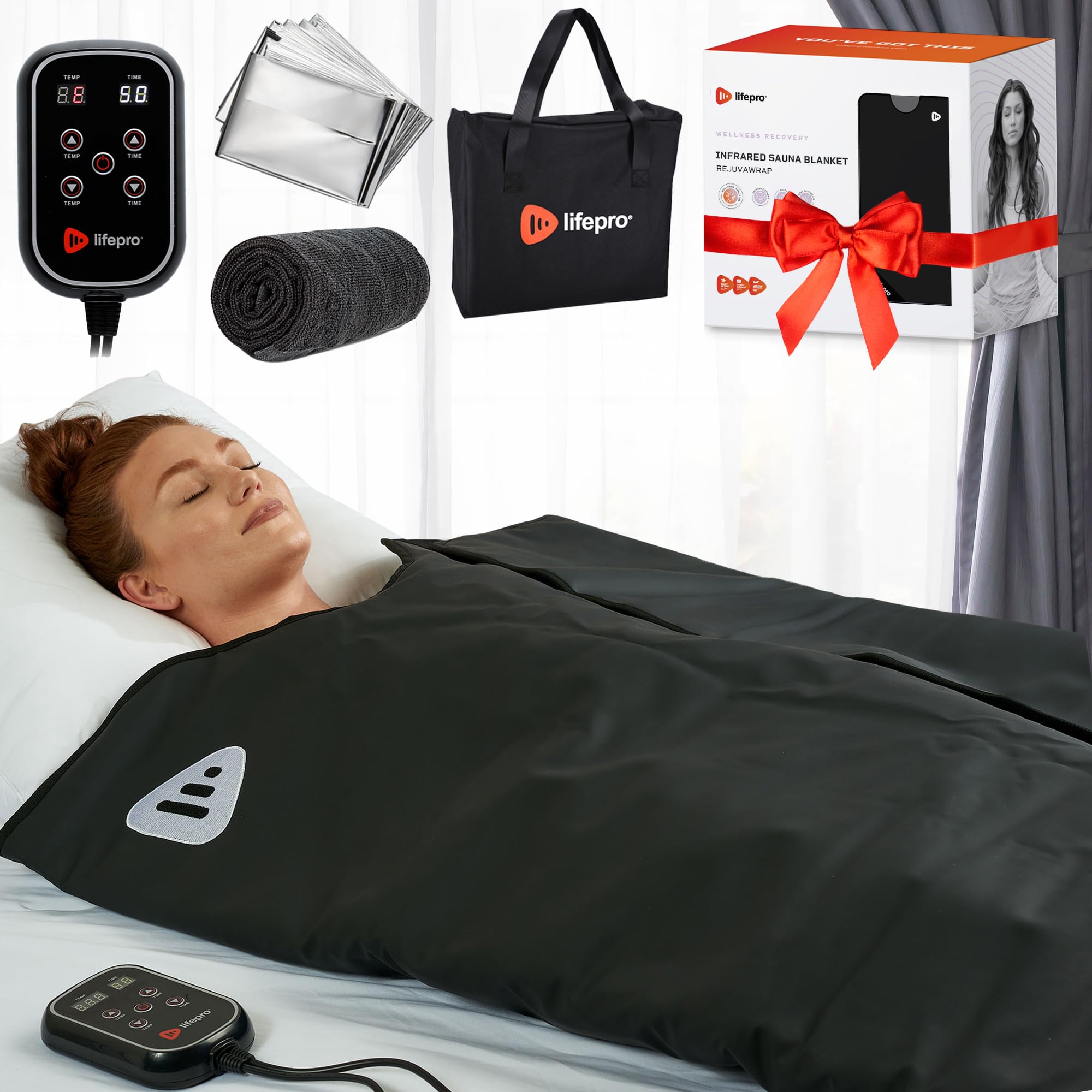 LifePro RejuvaWrap Infrared Sauna Blanket for Detox & Relaxation – Available in 5 Colors & 3 Models – Portable Far Infrared at Home Sauna for Muscle Relief, Circulation & Recovery – 9 Heat Levels
