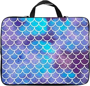 Britimes Laptop Case 14 15 15.6 inch, Colorful Mermaid Scales Ocean Underwater Colorful Fish Tail Vintage Neoprene PC Computer Sleeve Waterproof Notebook Handle Carrying Bag