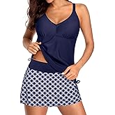 Daci Tankini Swimsuit for Women Tummy Control Bathing Suits with Skirt Two Piece Drawstring Tank Top with Swimdress