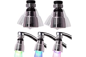 DOGXIONG 2 Package Swivel 3-Color Temperature Sensitive LED Water Faucet Light Water Stream Color Changing Faucet Tap Sink Faucet For Kitchen and Bathroom