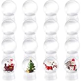 Uiifan 16 Pcs DIY Snow Globe Water Globe 4 Inches Clear Plastic Snow Globe with Screw Off Cap Fillable Water Globe Jar for DIY Crafts Christmas Display Home Decoration Kids Gifts