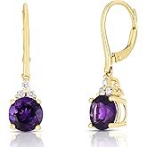 KOKAV 14K Gold Genuine Gemstone Diamonds Dangle Earrings
