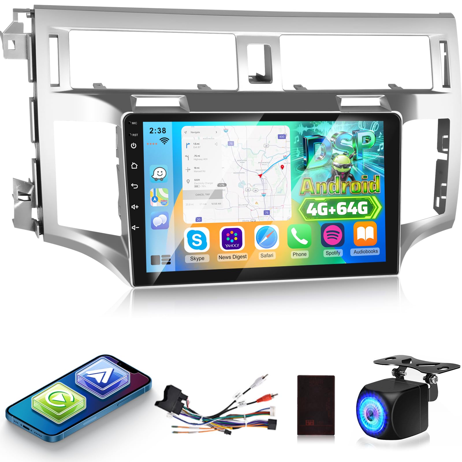 Photo 1 of [4+64GB] Android Radio for Toyota Avalon 2005-2010: NHOPEEW 9 inch IPS Touchscreen Avalon Stereo - Wireless Carplay and Android Auto, Custom Homepage, DSP/EQ, 5G/WiFi, SWC + Rearview Camera + Canbus
