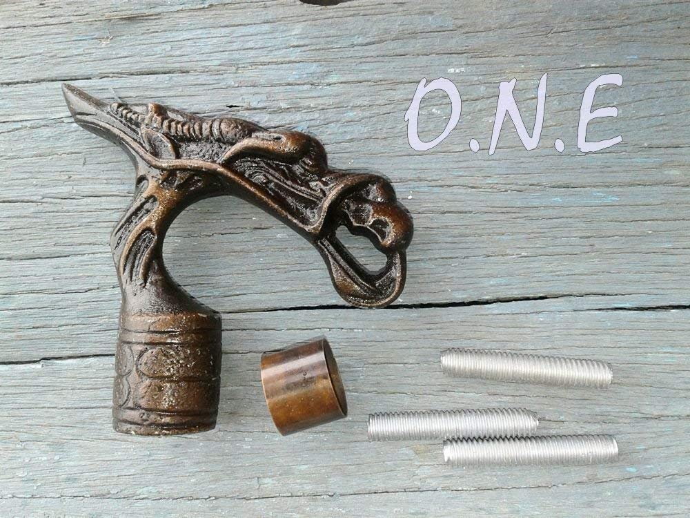 Alfiya Nautical Vintage Dragon Head Brass Walking Stick Handle | Antique-Style Brass Cane Handle Replacement | Classic Accessory for DIY Canes