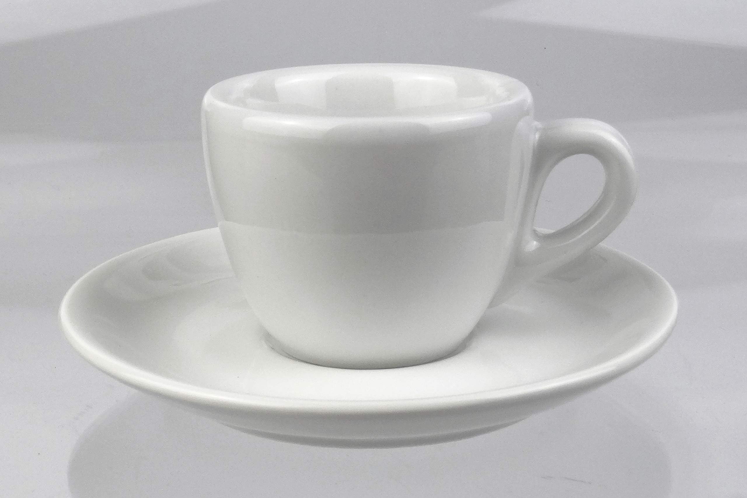 Moka Consorten Extra-Thick Espresso Cup"Aosta" 0.8 cm Cup Wall Capacity (up to The top): 70 ml Glossy White 1 Cup and 1 Saucer Made in Italy