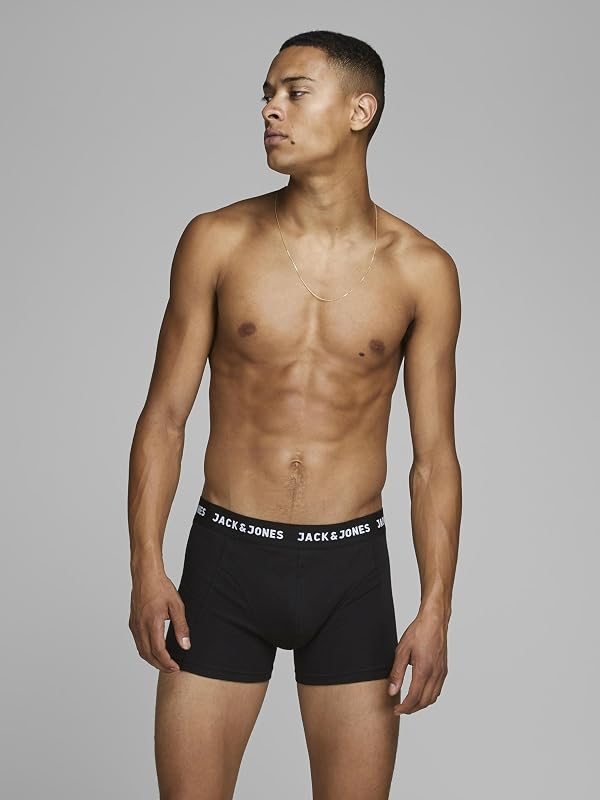 Jachuey trunks masculino jack & jones pacote com 7 boxers, preto (detalhe preto: preto/preto/preto/preto/preto), médio (pacote com 7)
