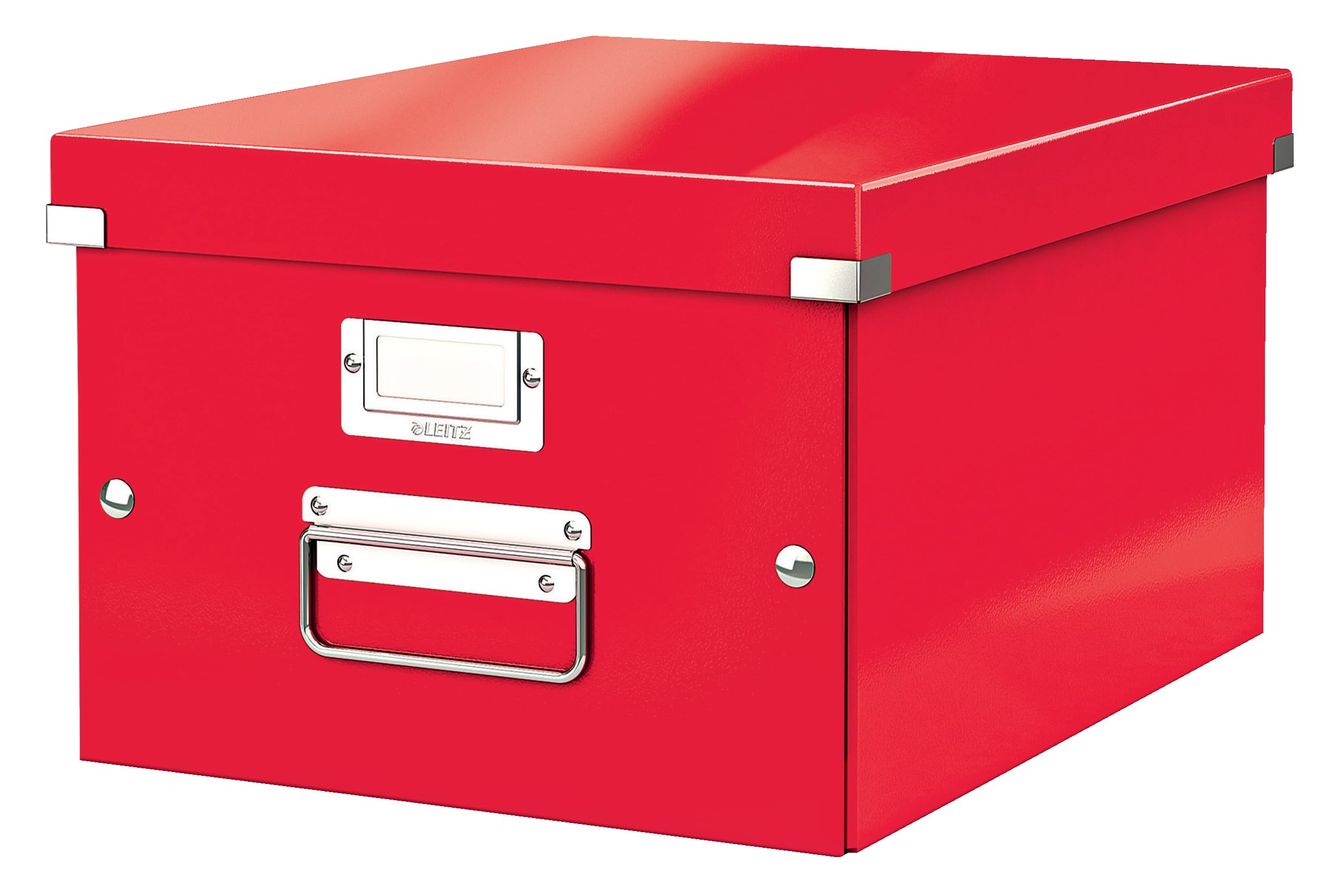 Leitz WOW A4 Storage Box, Click and Store Range, Medium Cardboard Storage Box, Red, 60440026