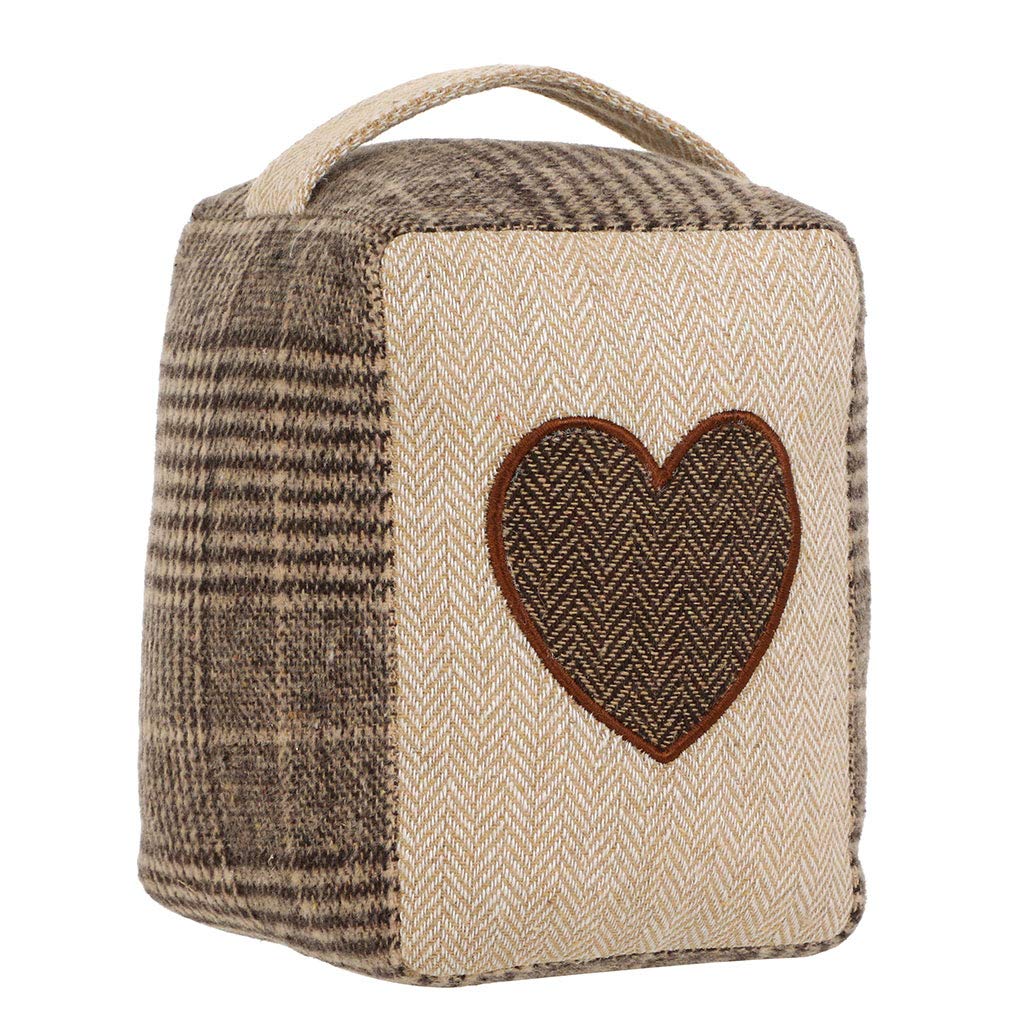 Door Stop Brown Heart 1.4kg Embroidered Fabric Door Weight Spring Summer Easter Home Gift