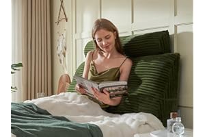 AmyWtb Headboard Wedge Pillow + A Long Neck Roll Pillow Body Pillow，Large Headboard Pillow with Removable Cover (Green, Queen：59x8x20 inches)