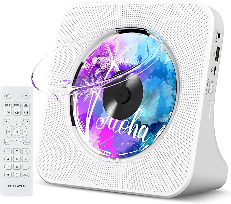 Gueray Portable CD Player Bluetooth Desktop HiFi Speakers FM Radio Remote USB