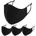 BeatBasic Black Cloth Face Mask,3 Ply BB-9201 Material, Reusable Fabric Washable for Men Women Adult Large Pack 6