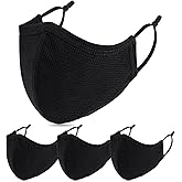 BeatBasic Black Cloth Face Mask,3 Ply BB-9201 Material, Reusable Fabric Washable for Men Women Adult Large Pack 6