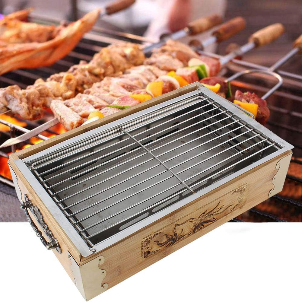 Atyhao Household Outdoor Barbecue Grill Portable Square Barbecue