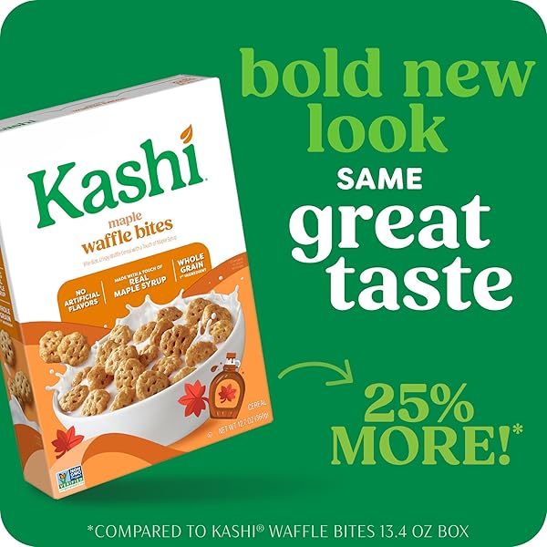 KASHI BREAKFAST CEREAL, WHOLE GRAIN, VEGAN, MAPLE WAFFLE BITES, 12.7OZ BOX (1 BOX)