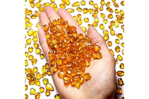 SEEKUP 1 Lb (460 g) Orange Sea Glass Stones Irregular Rainbow Glass Pebble Decorative Rock Quartz Tumbled Gemstone Chips for Aquarium Decoration/Vase Filler/Jewelry Making/Handwork Craft/Gems Display