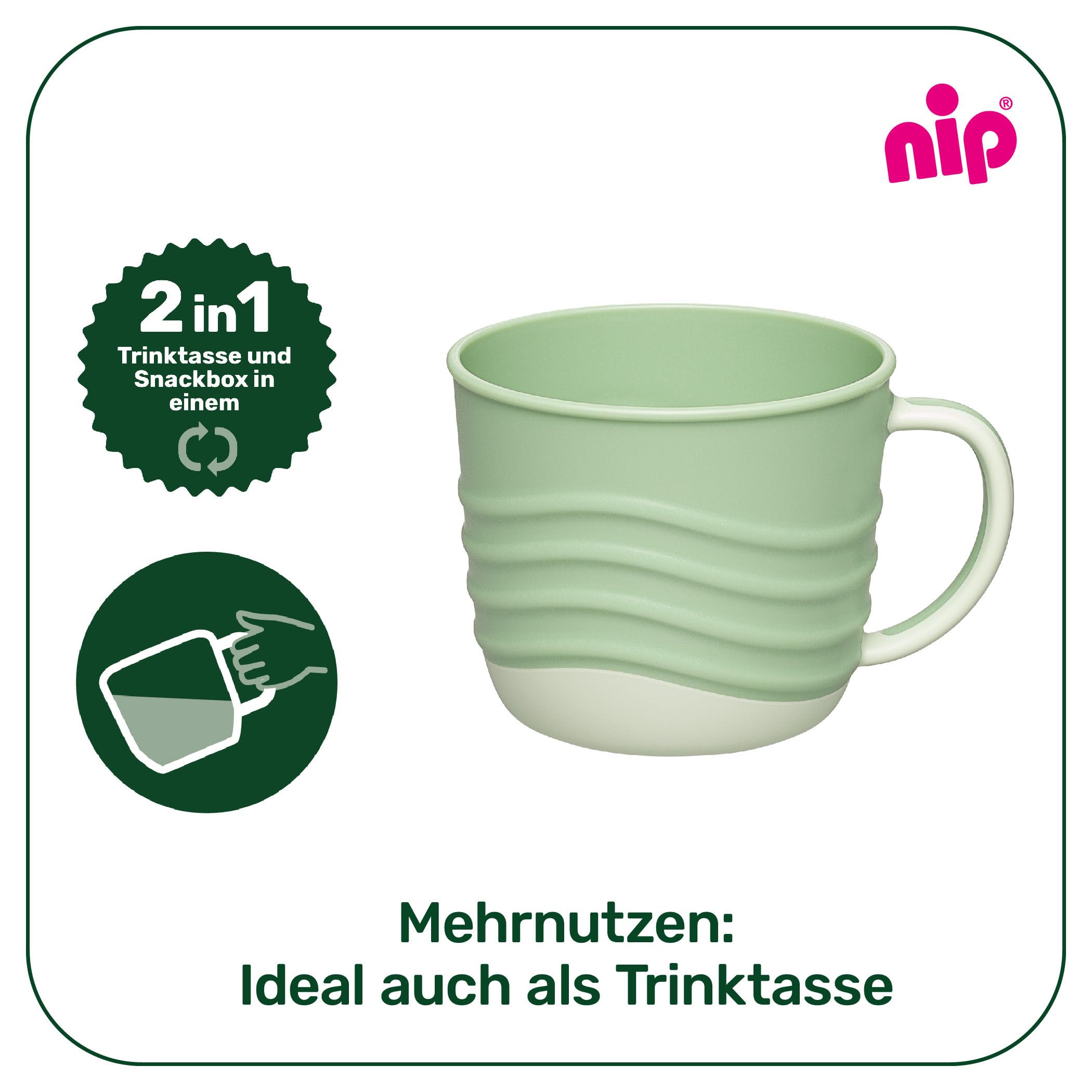 nip – 2in1 Snackbox | Bruchfester Snackbecher mit Deckel für Babys ab 9 Monaten aus über 90% nachwachsenden Rohstoffen. Ergonomischer Trinkbecher und Snackbox in einem | 250ml, Blau 4
