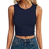 ANRABESS Womens Crop Tank Tops High Neck Sleeveless Ribbed Knit Slim Fit Shirts 2026 Summer Casual Basic Workout Clothes