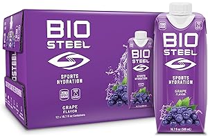 BioSteel Sports Drink, Great Tasting Hydration with 5 Essential Electrolytes, Grape Flavor, 16.7 Fluid Ounces, 12-Pack