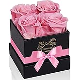 UFOREVER ROSES 4-Piece Preserved Roses in a Box, Preserved Flowers, Roses Gift for Her, Pink