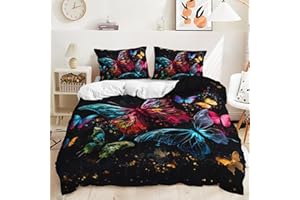 AILONEN Butterfly Duvet Cover Set King Size, Girls Colorful Butterfly Comforter Cover Set for Teen Women Kids Soft Tie Dye Butterfly Bedding Set Butterfly Quilt Cover with 2 Pillowcases,3 Pieces