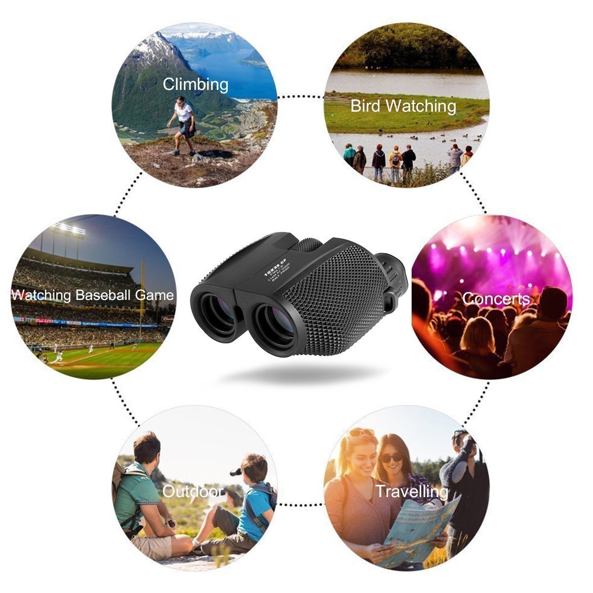 MetalBay Compact Binoculars with 10x25 High-Powered, Waterproof/Fogproof BAK7 Prism Lens Folding Telescope, Low Light Night Vision Clear Bird Watching for Kids & Men, Hiking Outdoor Sport and Concerts