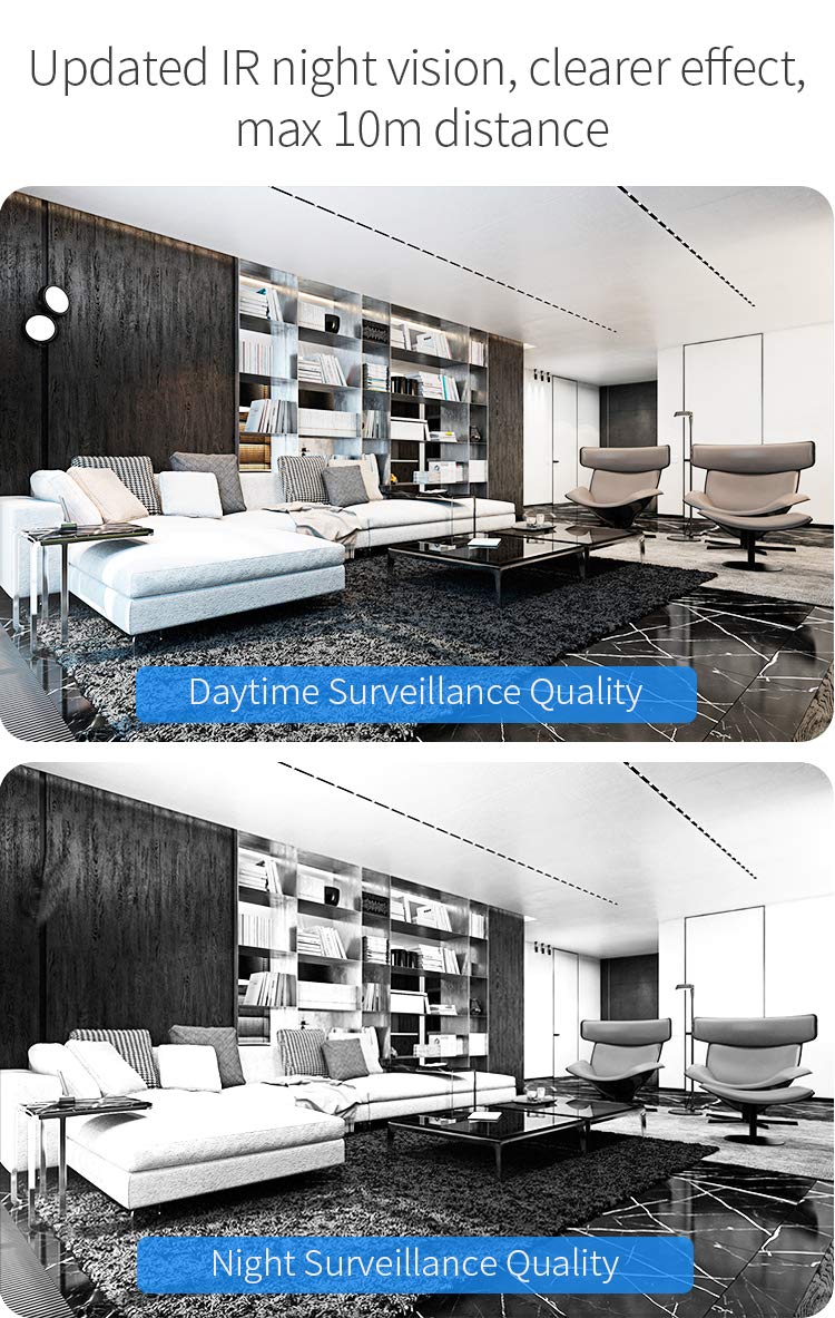 1080P HD IP Camera- Wireless Surveillance Camera with Night Vision/Two-Way Audio/PTZ, 2.4Ghz WiFi Indoor Home Security Dome Camera for Pet Baby, Remote Monitor with MicroSD Slot, Android,iOS App