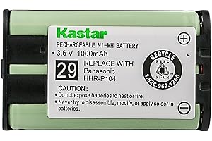 Kastar HHR-P104 Battery, Type 29, NI-MH Rechargeable Cordless Telephone Battery 3.6V 1000mAh, Replacement for Panasonic HHR-P104, Dantona, Energizer, GE (Detail Models in The Description)