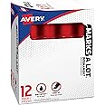 AVERY Marks A Lot Jumbo Chisel Tip Marker, Desk-Style Size, Water and Wear Resistant, 12 Red Markers (24147)