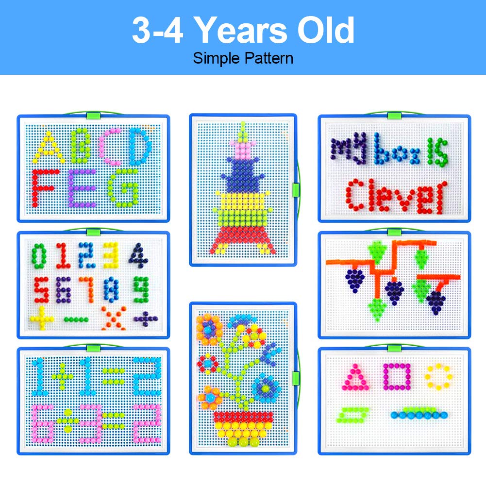 SENWOW 296Pcs Creative Mosaic DIY Puzzle Mushroom Nail The Composite Picture Peg Puzzle Game Intelligent 3D Games Educational Toys for Kids Children