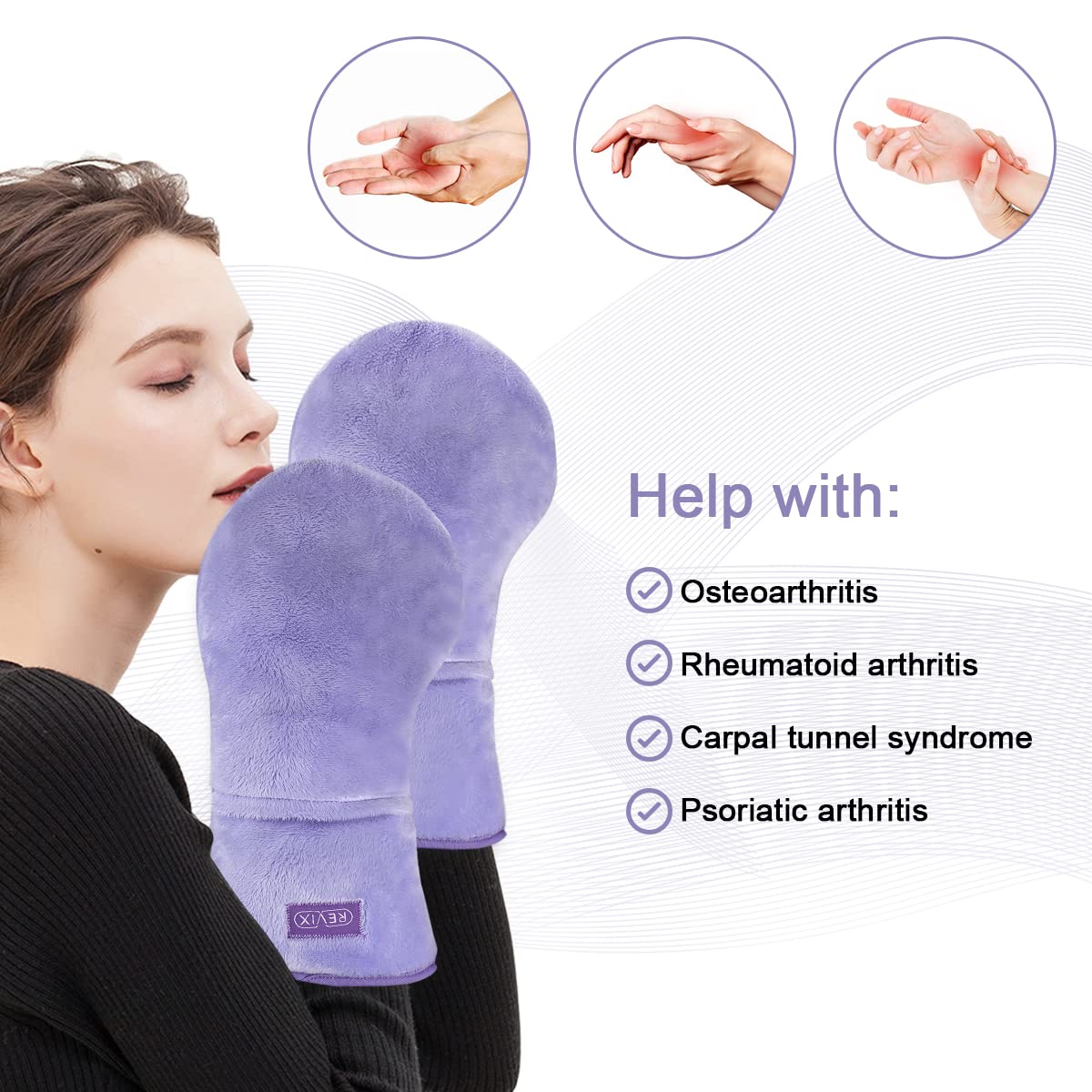 REVIX Microwavable Heating Mittens for Hand and Fingers to Relieve