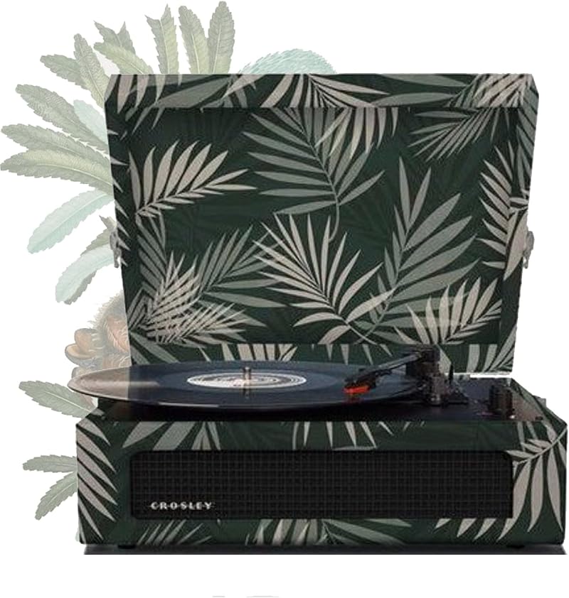 Crosley Voyager Designer Portable Turntable Botanial Green Bluetooth 3 Speeds