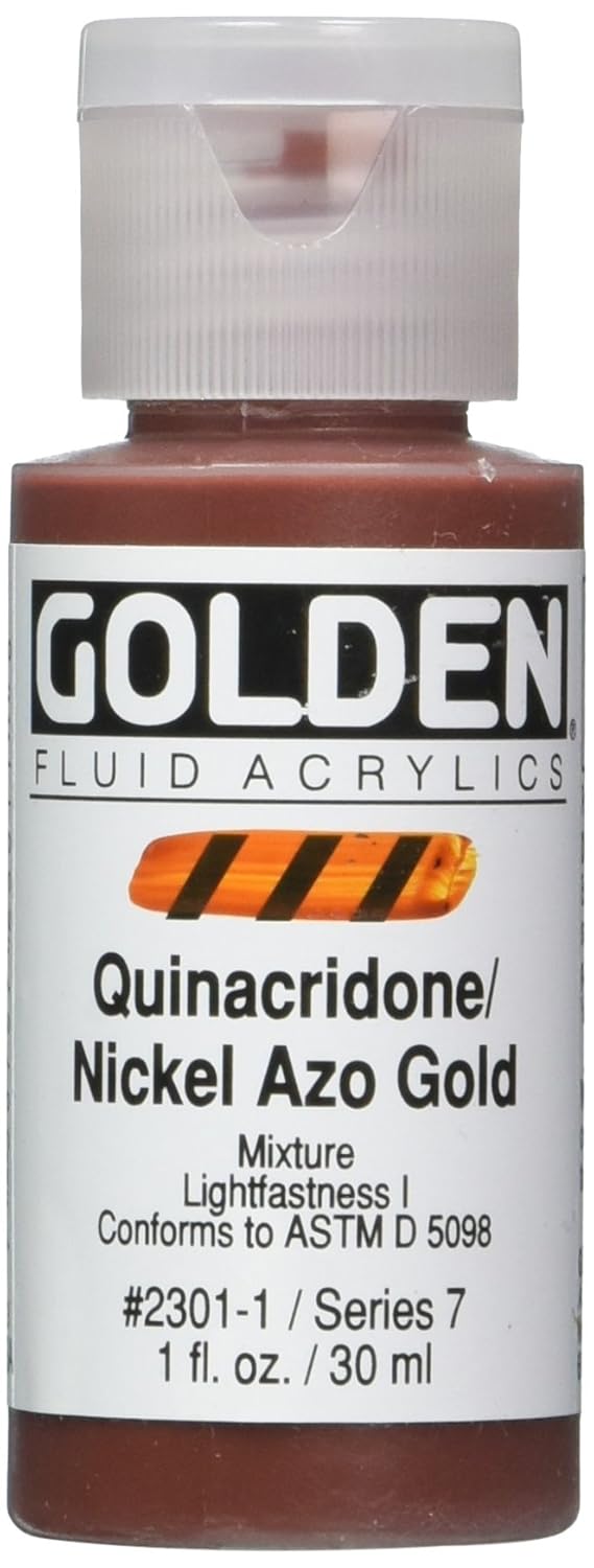 Golden Fluid Acrylic Paint 1 OunceQuinacridone Nickel Azo Gold