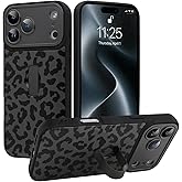 MOWIME Compatible with iPhone 17 Pro Max Case with Finger Strap, Cheetah Print Shockproof Soft TPU Protective Cover for Women Girls, Slim Anti Scratch Case for iPhone 17 Pro Max 6.9 Inch, Black