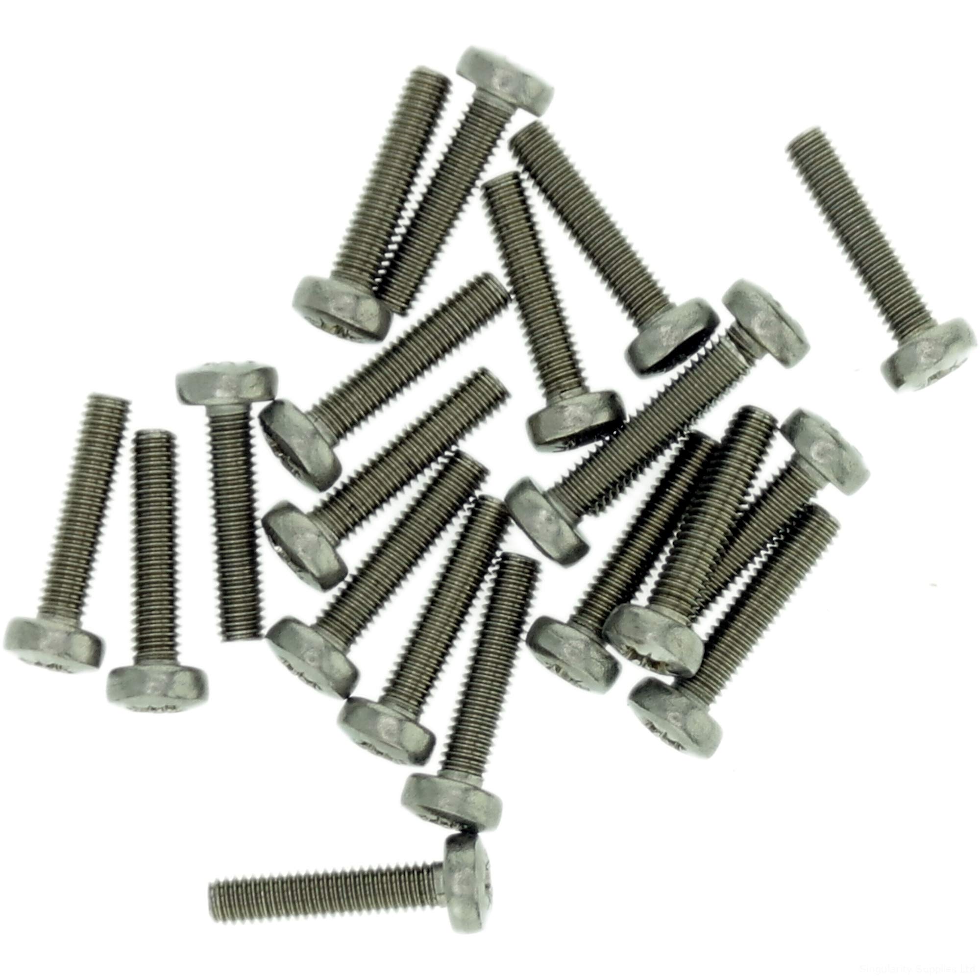 M2.5 (2.5mm x 14mm) Pozi Pan Machine Screw (Bolt) - Stainless Steel (A2) (Pack of 20)