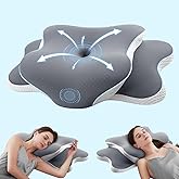JINXIA Cervical Neck Pillow for Sleeping, Odorless Memory Foam Pillows & Soft Silk Cover, Ergonomic Orthopedic Pillow for Side Back Stomach Sleepers, Neck and Shoulder Pain Relief, Gray